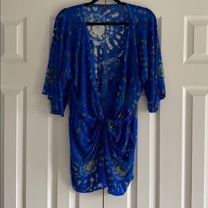 Language Language Royal Blue & Sheer Dressy Top